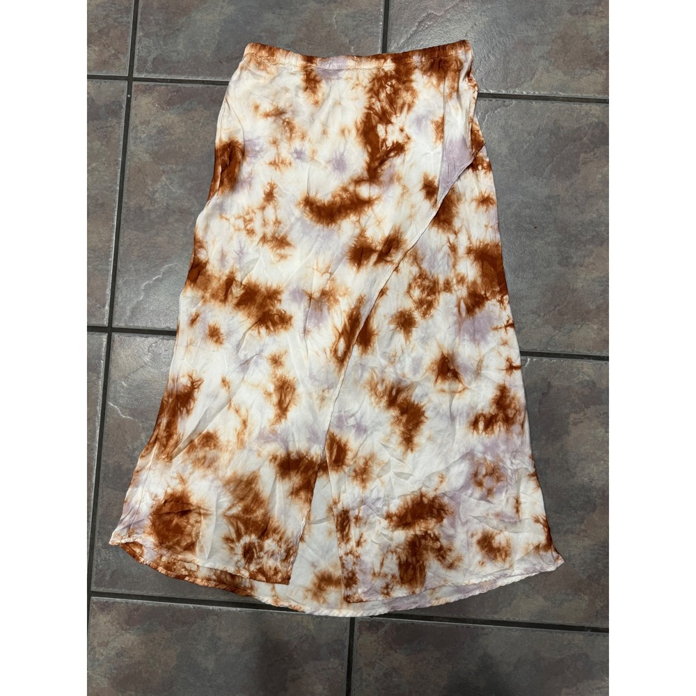 YFB Young Fabulous & Broke Brown Lavender Tie Dye Midi Skirt Side Slit Small